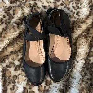 Urban Outfitters black ankle strap flat